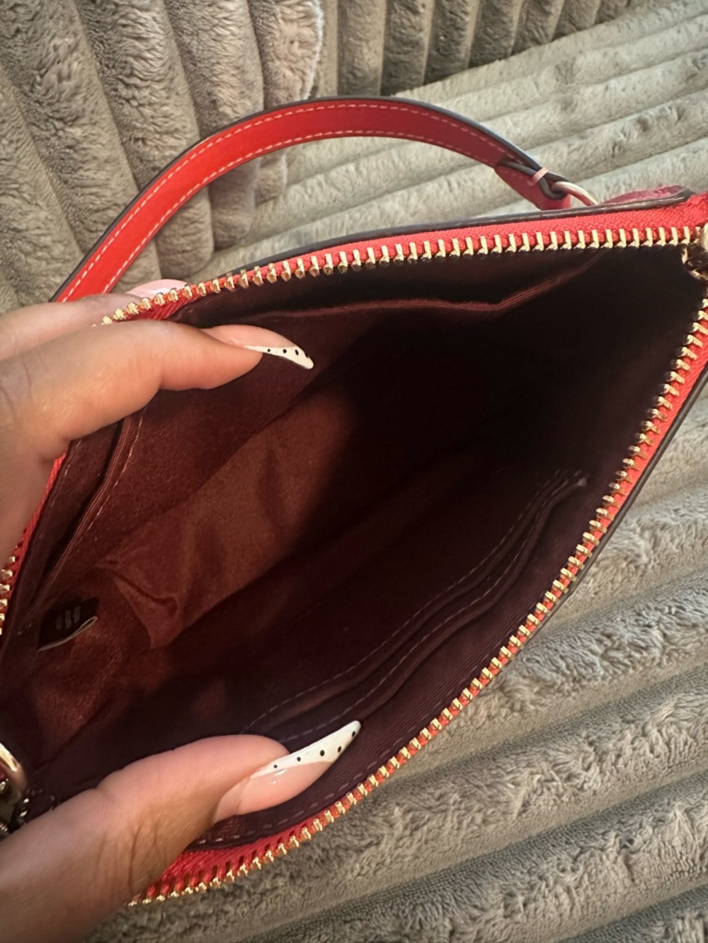 Coach Red Signature Canvas Shoulder Wristlet with Gold Hardware - Picture 3 of 4